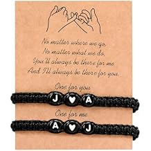 Custom Couple Set Bracelets, Initial Letter, 2 Pcs, Personalized Pink Promise Handmade Best Friends Bracelet,Valentines & Mothers Day & Birthday Gift