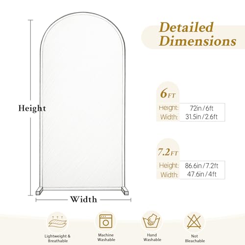 White and Beige Arch Covers 7.2FT Arch Backdrop Cover Wedding Arch Covers Stretchy Backdrop Spandex Arch Backdrop for Party Baby Shower Graduation Bridal Shower Photography Birthday Decoration by Tao-Ge - Used condition - Image 6
