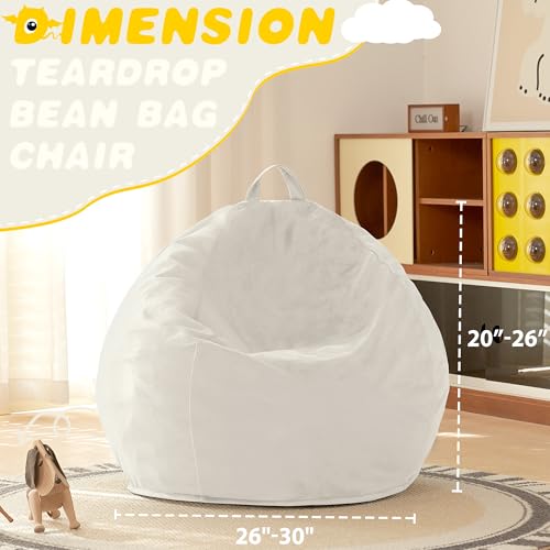 HABUTWAY 2FT Bean Bag Chair, 2' Beanbags Small Bean Bag Chairs with Filling, Teardrop Bean Bag Chair Luxurious Velvet Ultra Soft Fur with Removable Cover (Beige)