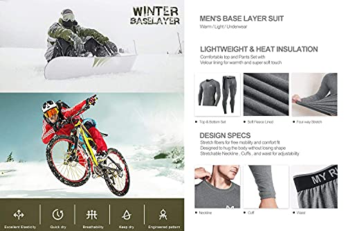 MEETYOO Men's Thermal Underwear Set Sport Long Johns Base Layer Grey