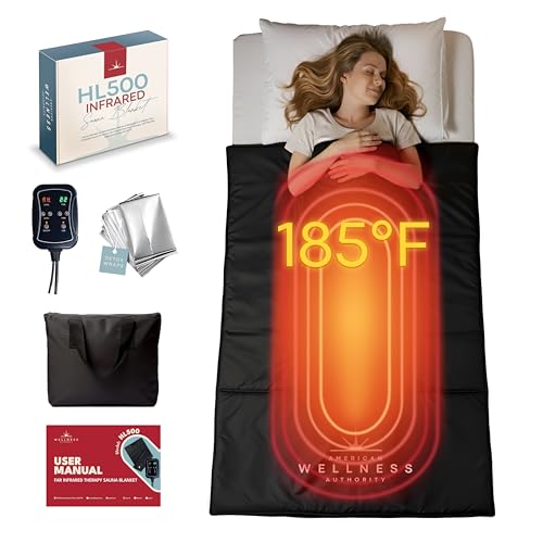 Sauna - Portable Sauna for Home - Infrared Blanket for Detox, Weight Loss & Relaxation, Dry Heat Therapy Bag, Personal Wellness at-Home Wraps with Adjustable Temp 95-176°F. 110V 450 Watts, 71" x 36" by American Wellness Authority - Used condition - US$264.18