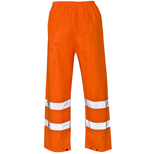 Shop Online Hi vis Visibility viz Over Trousers refelective Safety Work wear Waterproof Pant Size s - 5XL (Orange, XL)