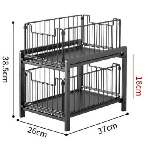 UNDER SINK ORGANIZER | EASY TO ASSEMBLE UNDER CABINET STORAGE | VERY STURDY PULL-OUT HOME ORGANIZERS |CLEVERFECT… (Black)