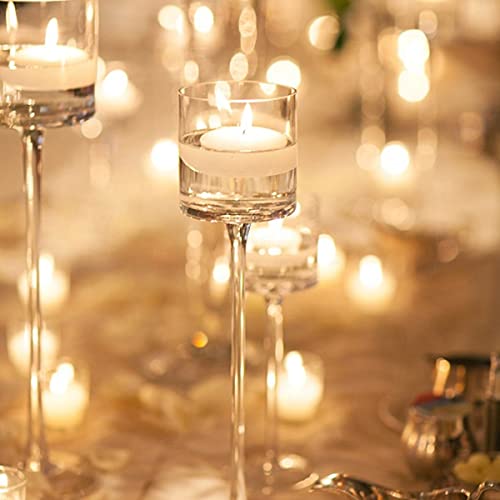 Hurricane Candleholders Glass Candle Holders Votive Long Stem Tealight Holder Tall High Tea Light Elegant Transparent Ideal Dining Wedding Party Home Decoration Gifts Sets of Different Sizes - Thumbnail 4