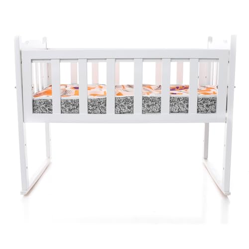 سرير أطفال مع مرتبة ومجموعة سرير كاملة، عرض 65 سم × طول 1.1 م (من عمر حديثي الولادة إلى 4.5 سنة) يتضمن منحنيات متأرجحة