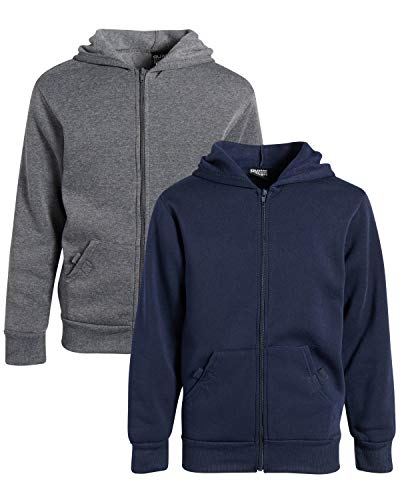 Quad Seven 2-Pack Boys' Fleece Full Zip Hoodie (6/7, Navy & Charcoal)