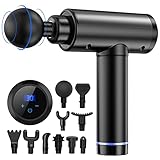 Massage Gun, Portable Handheld Percussion Massager, Rechargeable Body Muscle Therapy Gun for Athletes, Quiet 30 Adjustable Speed Vibration 10 Head Deep Tissue Massage Gun