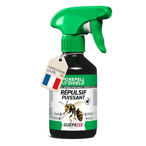 RepellShield® Citronnelle Spray Anti Guepes et Frelons -250ml- Non Tachant - Usage Intérieur & Extérieur - Barrière Répulsive de Longue Durée Anti Guêpe pour Maison, Piscine, Toiture