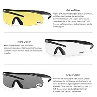 Feyachi Schießbrille mit 3 Austauschbaren Gläsern, Schutzbrille ​Schlagfester Augenschutz, UV-400-Schutz (Schwarz) – Ansicht 5