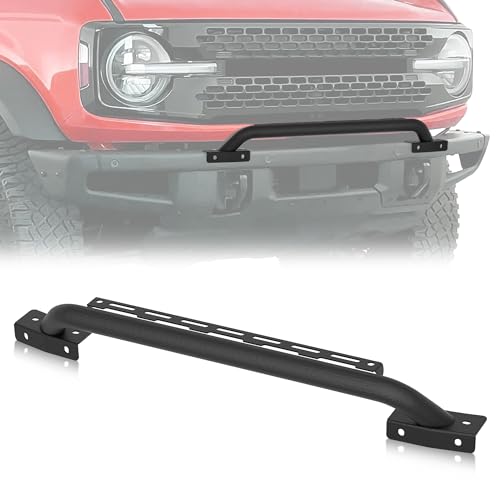 YZONA Bull Bar Grille Brush Guard with Light Bracket Compatible with 2021 2022 2023 2024 2025 2026 Ford Bronco (fit Modular Steel Front Bumper ONLY), Off Road Front Bumper Rack Rock Push Bar, Black