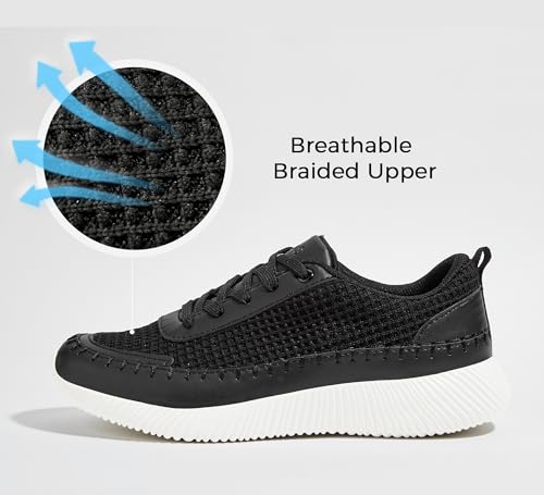 Image of BELOS Women's Glitter Shoes Sparkly Lightweight Metallic Sequins Tennis Shoes Casual Retro Braided Walking Shoes