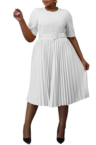 Robe grande taille trapèze flatteuse avec ceinture ajustable
