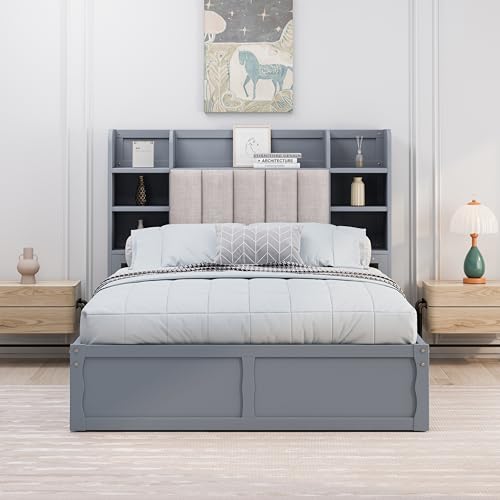 Estrutura multifuncional para cama de casal com 4 gavetas de armazenamento portáteis embaixo da cama