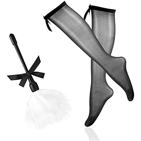 Women's Duster with Bow Stockings Duster with Feathers Maid Black and White Cover