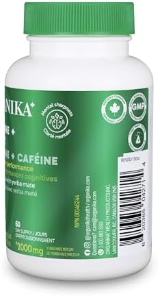 Organika Canadian-Made L-Theanine + Caffeine | Natural Yerba Mate Caffeine & L-Theanine Blend | Focus, Alertness & Calm Energy | 60 vegetarian capsules — view 4