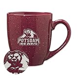 Rico Industries NCAA SUNY Potsdam Bears Primary Logo Maroon 16 oz Team Color Laser Engraved Speckled Ceramic Coffee Mug