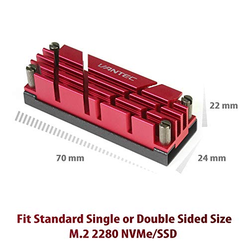 Image of Vantec ICEBERQ M.2 NVMe /SSD Heat Sink with Thermal Pad (HS-NVME150-RD, Red)
