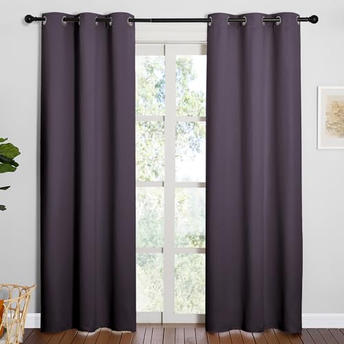 Image of NICETOWN Greyish Purple Blackout Curtains 84 inches Length for Living Room, 2 Panels, 42 inch Wide, Thermal Insulated Long Drapes for Large Window