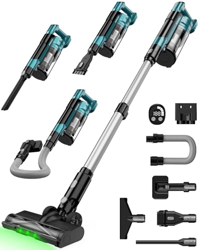 Image of Cordless Vacuum Cleaner compatible with Makita 18V Battery, 8-in-1 Stick Vacuum with Pet Brush, 35KPA Suction, 350W Brushless Motor, Smart Touchscreen, for Carpet Floor Car (Battery Not Included)