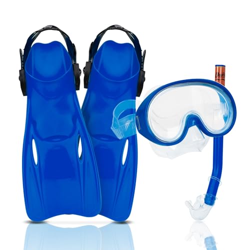 The Secret Home - Kit de de Buceo Unisex - Gafas de Buceo Ajustables para Niños- Accesorios para Verano Fabricado en PVC - Set Ideal para Playa - Varios Modelos (Gafas de Buceo + Tubo + Aletas - 2)