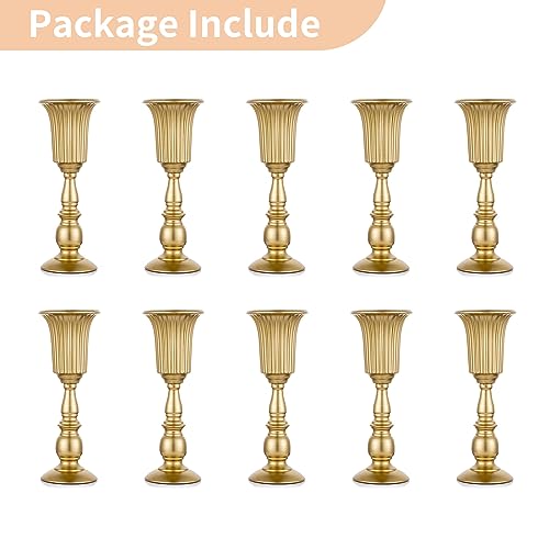 NUPTIO Gold Tall Centerpiece Table: 12.5" Trumpet Vases for Wedding Metal Flower Stand for Party Decorations Set of 10 by NUPTIO - Image 6