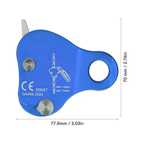 Climbing Ascender Fall Protection Belay Device Climbing Rope Grab for Rock Climbing Mountaineering Tree Arborist Expedition Caving Rescue Aerial Work, Aluminum Alloy, Self-Locking 8-13MM(Blue) - Thumbnail 5