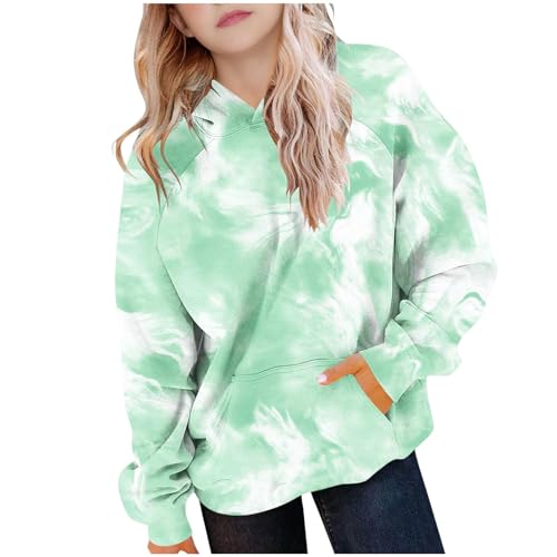 RKSTN Kids Cute Hoodies Gradient Tie Dye Printed Hoodie with Pockets Casual Pullover Hooded Sweatshirts for Girls Boys Teen Big Children 2025 Fashion Fall Clothes Outfits School Hood Sweater Tops