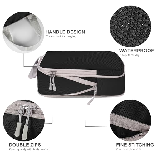 WUFANC 4 Pièces Packing Cubes Compression, Organisateur Valise, Noir – vue 4