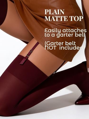 Image of Mila Marutti Thigh High Stockings for Women | Garter Belt Stockings Semi Opaque 40D | Colored Suspender Stockings Pantyhose