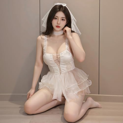 [LDDYCOS] 花嫁 コスプレ 大きいサイズ セクシー エッチ エロ 純白愛妻 過激 変態 誘惑 ウェディングドレス エロティック セクシーランジェリー レディース 結婚式 ワンピース 女性用 仮装 コスチューム 記念日 [並行輸入品] - 画像6