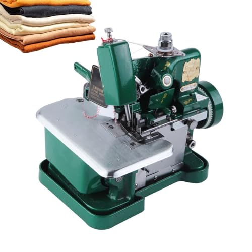 Máquina de coser overlock industrial, remalladora de 250 W con marco metálico resistente, longitud de puntada ajustable, remalladora eléctrica para acabado de prendas(Green)