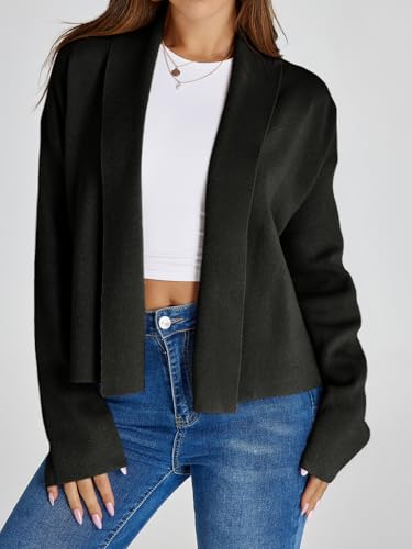 Image of Saodimallsu Womens Cropped Cardigan Open Front Shawl 2026 Fall Trendy Long Sleeve Sweater Jacket