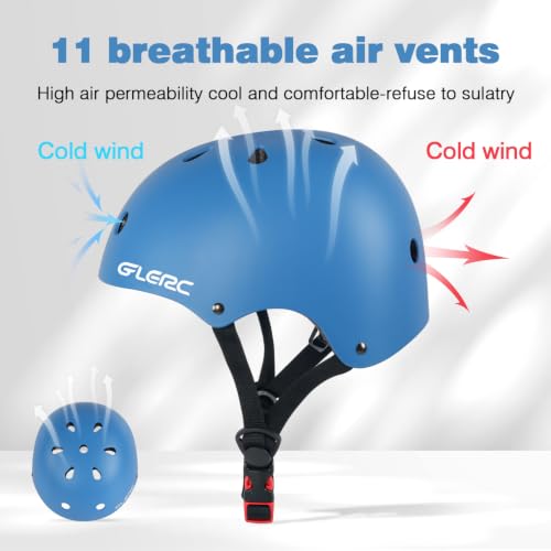 Glerc Warrior Kids Bike Helmet, Adjustable Toddler Helmet for Age 10 11 12 13 14 15 16 Years Boys Girls, Sport Helmet for Skateboard Scooter Skating Skiing Climbing & Lightweight, M Size Blue by Glerc - Image 4