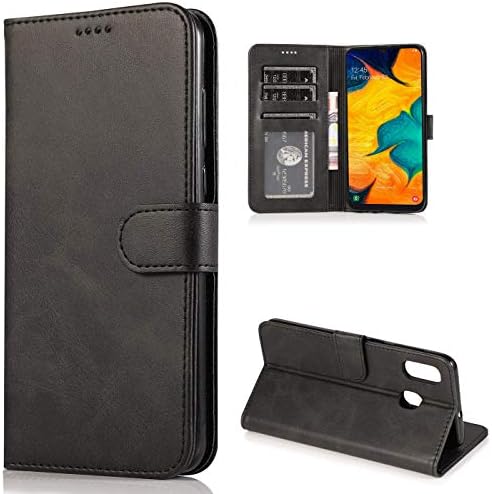CTIUYA Hülle für Samsung Galaxy A20E Schutzhülle Leder,Schwarz | Vollschutz Handyhülle Klappbar mit Kartenfach Brieftasche, Faltbar Magnetisch Klapphülle Flip Case Lederhülle Handy