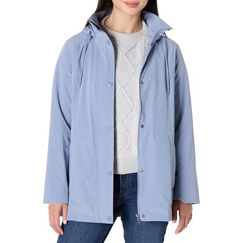 Amazon Essentials Chaqueta Impermeable con Capucha Larga, Ligera y de Corte Holgado Mujer, Azul Viejo, S