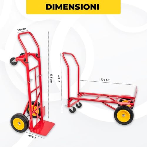 Strend Pro Carrello Pieghevole 2 In 1 | Carrello Portapacchi 350 Kg | Carrello A Piattaforma E Carrellino Con Ruote Portatutto | Ideale Per Trasporto Materiali | Carrello Con Ruote Manuale - 4
