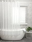 MATERIAL. Fabricado en 100% PEVA, más resistente y pesado. Resistente al agua, inodoro, a prueba de humedad y a prueba de moho. crea un ambiente de baño más saludable para ti
