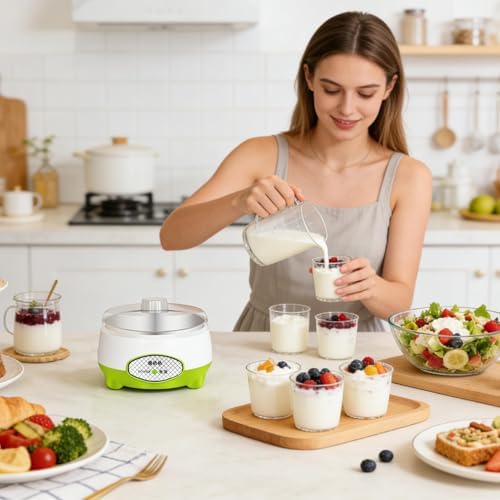 Yoğurt Makinesi - 220V-HZ50 Çok Fonksiyonlu Elektrikli 1,2L Düşük Gürültü | Mutfak Evinde Süt için Paslanmaz Çelik İç Konteynerli 15W Otomatik Yoğurt Makinesi - Görsel 7