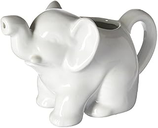 HIC Elephant Creamer with Handle, Fine White Porcelain, 9-Ounces