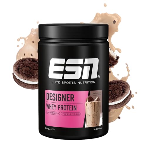 ESN Designer Whey Proteinpulver, Dark Cookies and Cream, 908 g, bis zu 23 g Protein pro Portion, ideal zum Muskelaufbau und -erhalt, geprüfte Qualität - made in Germany