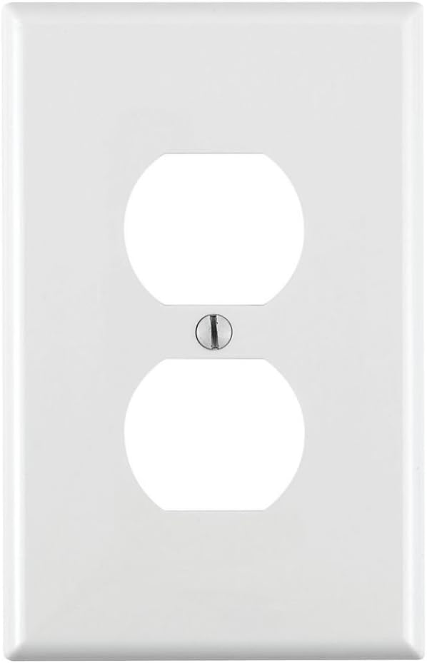 Leviton 1-Gang Duplex Device Receptacle Wallplate, Midway Size, 20-Pack, Thermoplastic Nylon, Device Mount, PJ8-W, White