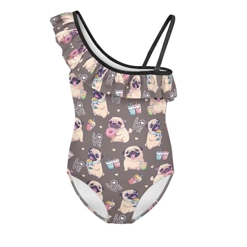 Image of Girls Swimsuit One Piece Ruffle Swimsuit Non-Slip Straps UPF 50+ for Girls Size 3-14 Years