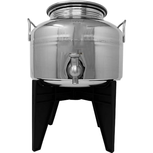 Fusto Per Olio 2 Litri Giara Damigiana In Acciaio Bidone Contenitore Con Piede E Rubinetto Salvagoccia Vino Latte Miele Acqua