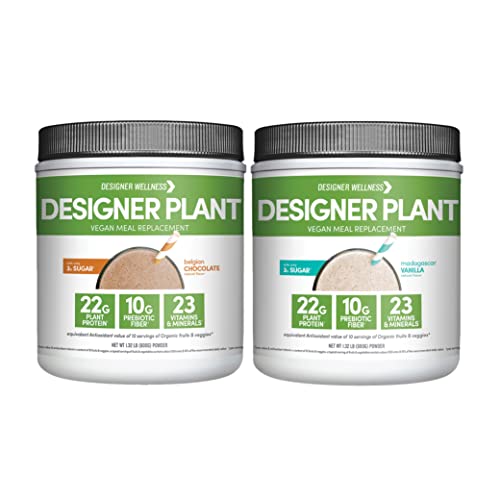 Designer Wellness Designer Plant Vanilla 1.32 Lb And Designer Plant Chocolate 1.32 Lb Protein Powder Bundle #TOP7