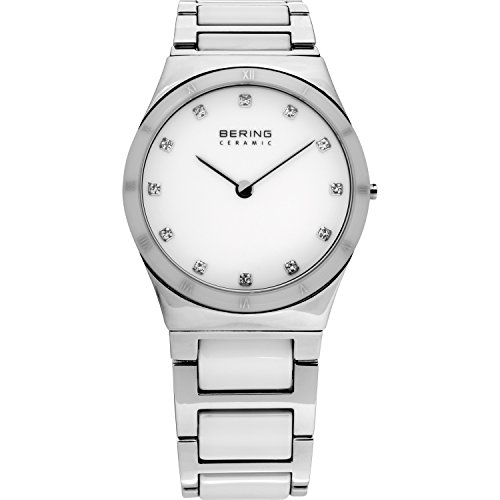 Bering Mujer Análoga Cuarzo Reloj De Pulsera De Colección Con Acero Inoxidable Cerámico Pulsera Und Cristal De Zafiro, Plata Blanco Bering Mujer Análoga Cuarzo Reloj De Pulsera De Colección Con Acero Inoxidable Cerámico Pulsera Und Cristal De Zafiro, Plata Blanco