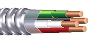 Southwire 68579201 Armorlite Type Mc Aluminum Armored Cable, 14/2, 600 Volts, 250 Ft. Coil