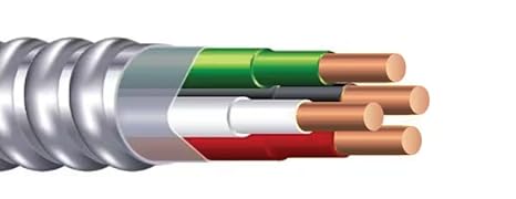 Southwire 68579201 Armorlite Type Mc Aluminum Armored Cable, 14/2, 600 Volts, 250 Ft. Coil