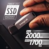 Integral USSD 512 GB Turbo-C USB 3.2 Gen 2 × 2 metalowa pamięć USB z ultraszybkim przenośnym dyskiem SSD, odczyt do 2000 MB/s i zapis do 1700 MB/s – wytrzymała konstrukcja ze stopu cynku