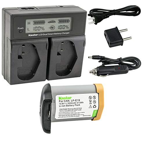 Kastar 1 Pack Fully Decode Lp-E19 Battery And Lcd Dual Fast Charger Replacement For Canon Canon Lp-E19 Lp-E19N, Lp-E4 Lp-E4N, Us 5751B002 Camera Battery, Canon Lc-E4 Lc-E4N, Lc-E19 Lc-E19N Charger #TOP8