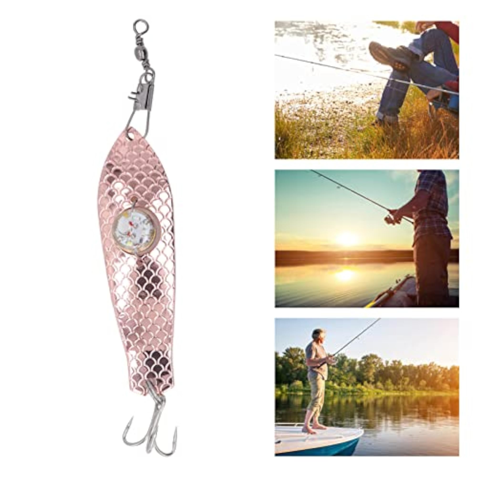 5pcs Stainless Steel LED Fishing Lure Light Set